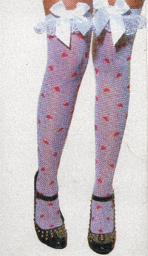 (image for) NOVELTY White Stockings with Hearts and White Bows